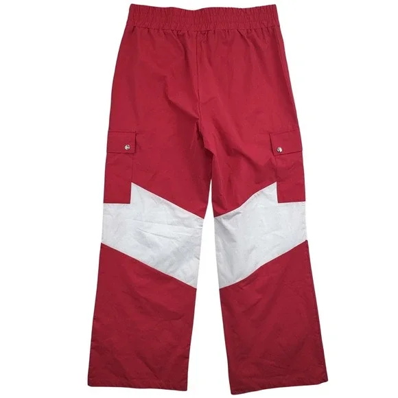 Juicy Couture Pants Womens Large Red White Cargo Elastic Waist‎ Track Polyester - Picture 2 of 11
